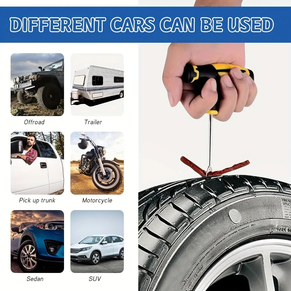 Universal Tubeless Tyre Emergency Repair Kit with Storage Case
