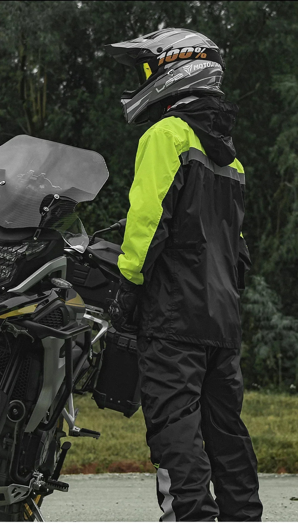 LED Reflective Waterproof Motorcycle Rain Suit Jacket & Pants