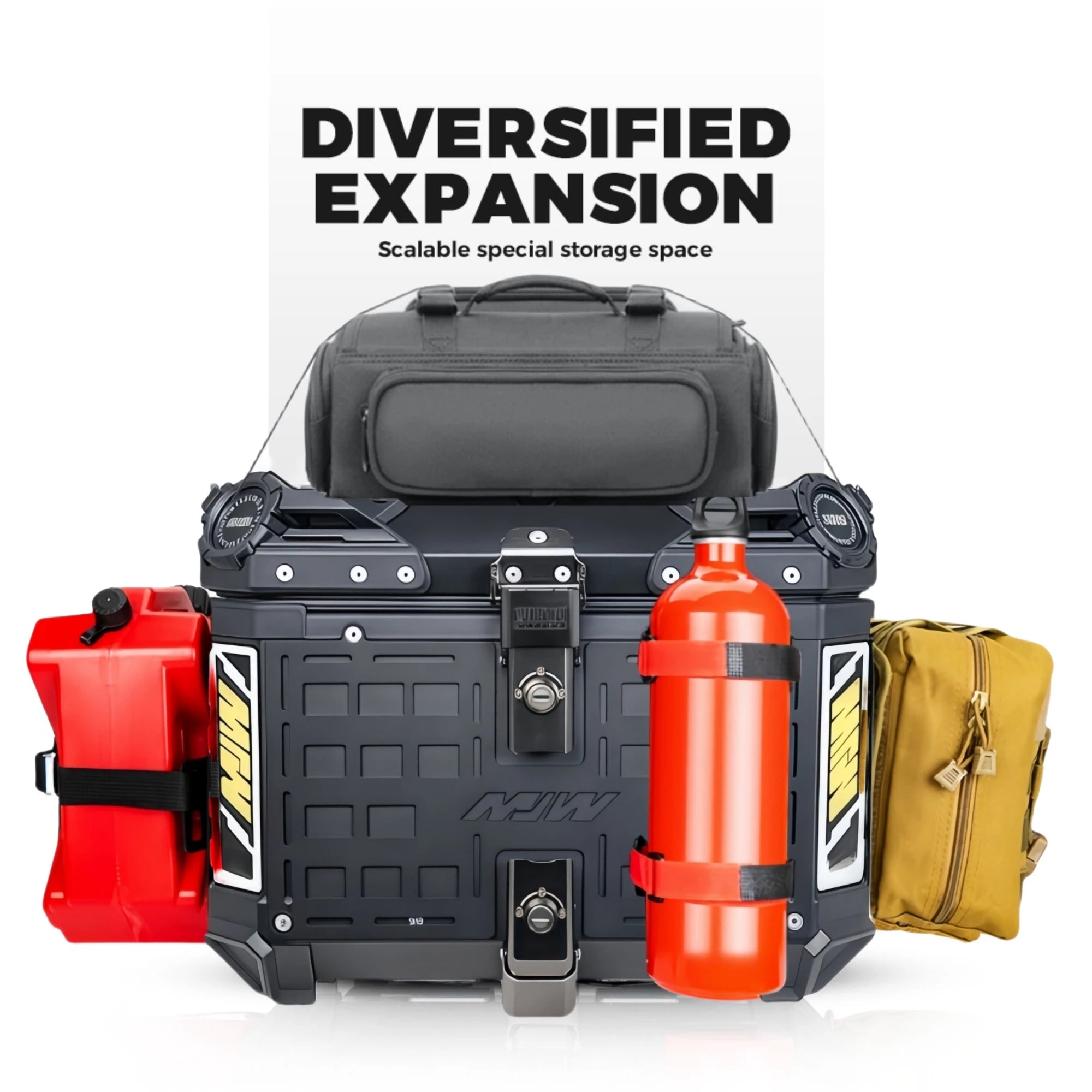 55L / 65L Aluminum Motorcycle Top Box – Waterproof Armor Rear Luggage with Backrest