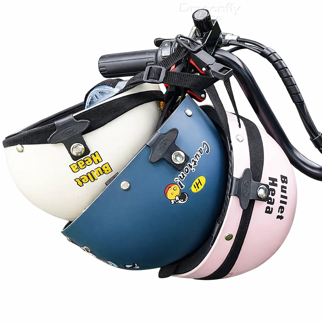 Helmets secured with handlebar helmet lock
