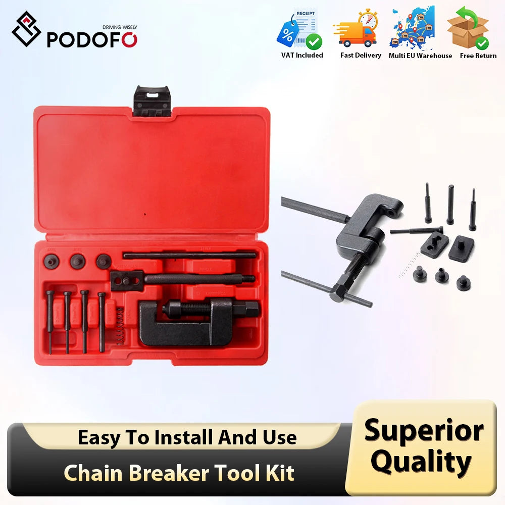 Podofo 13-Piece Motorcycle Chain Breaker & Riveting Tool Kit