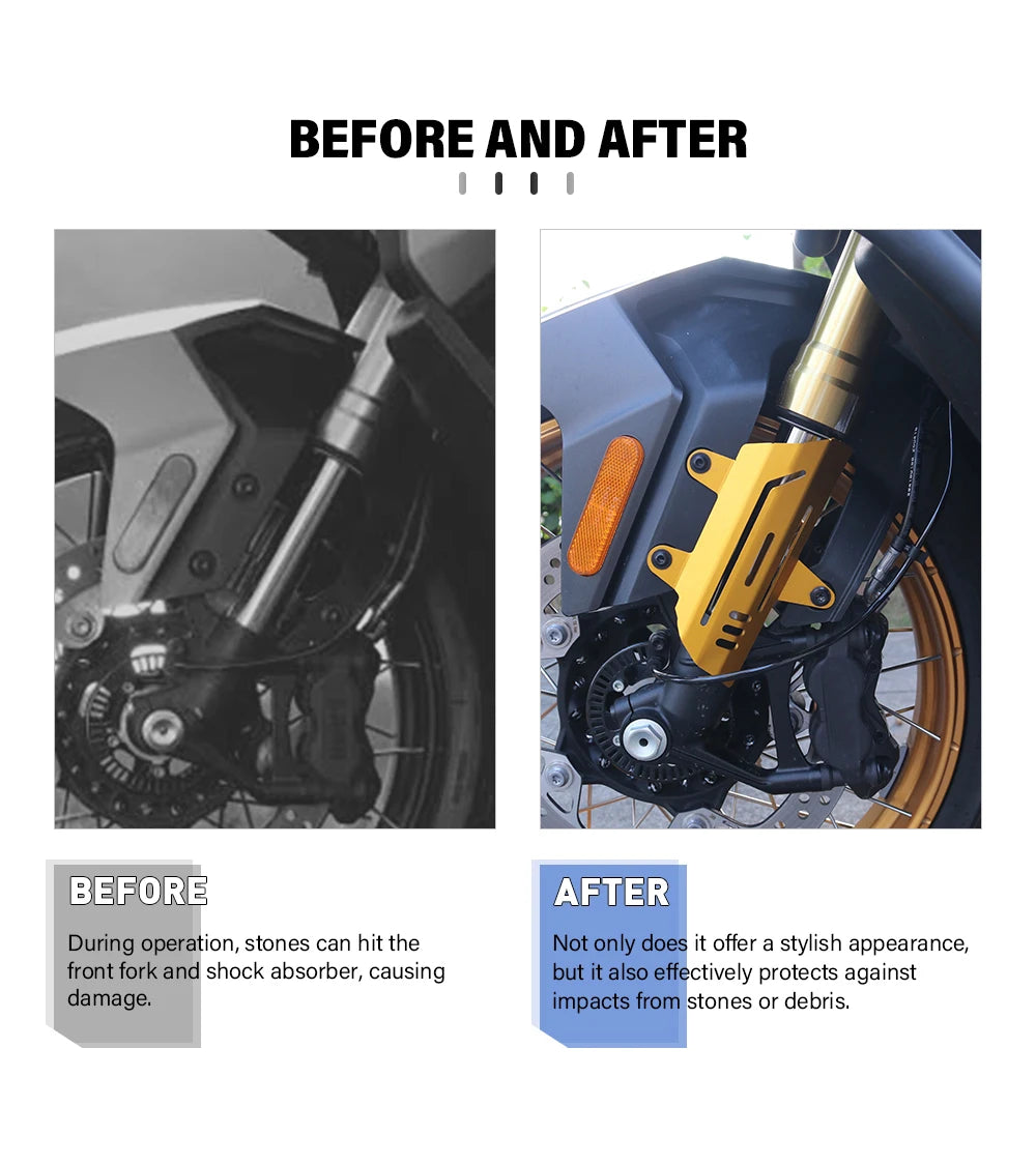 Fork guard installation before and after