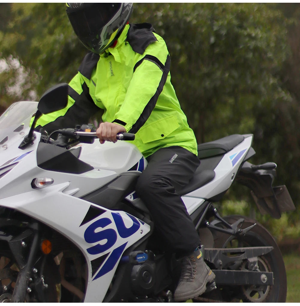 Traje de lluvia para moto reflectante con capucha desmontable, chaqueta y pantalón – foto 14
