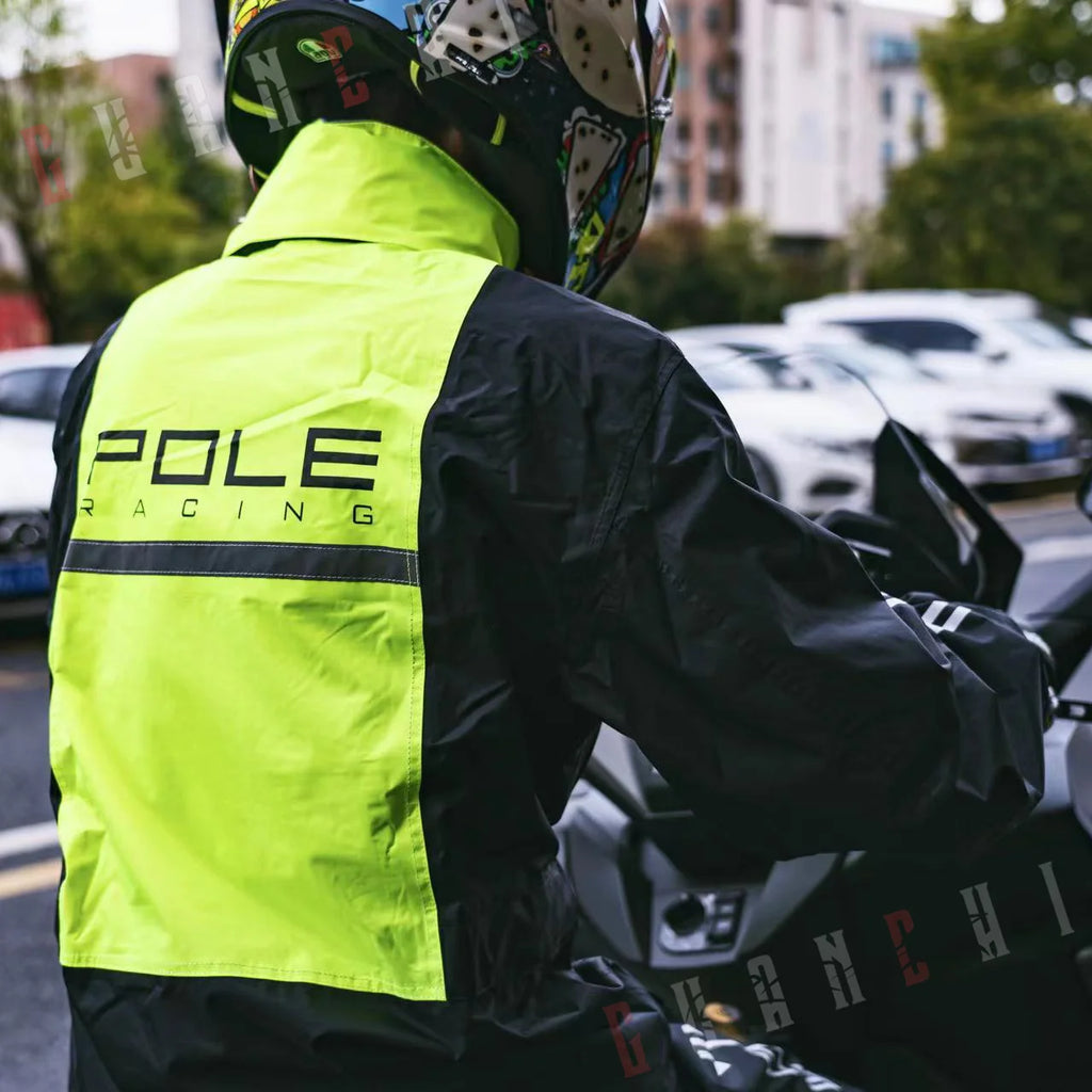 POLE Waterproof Reflective Motorcycle Rain Suit Jacket & Pants Set