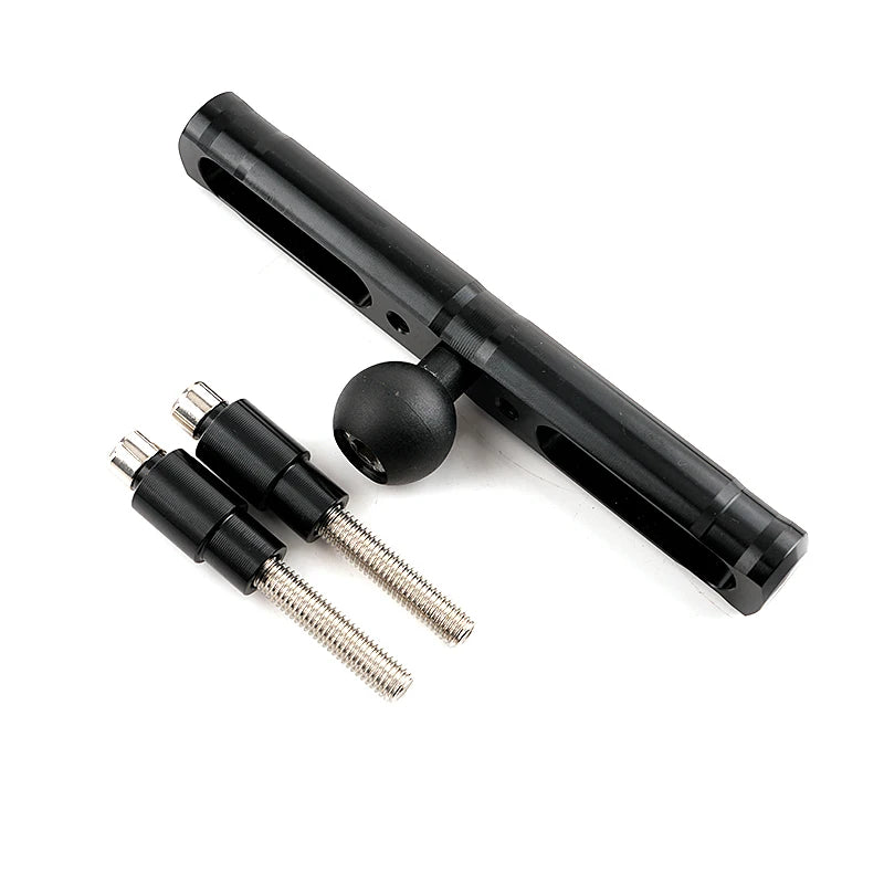 Handlebar extension bar with ball head and bolts