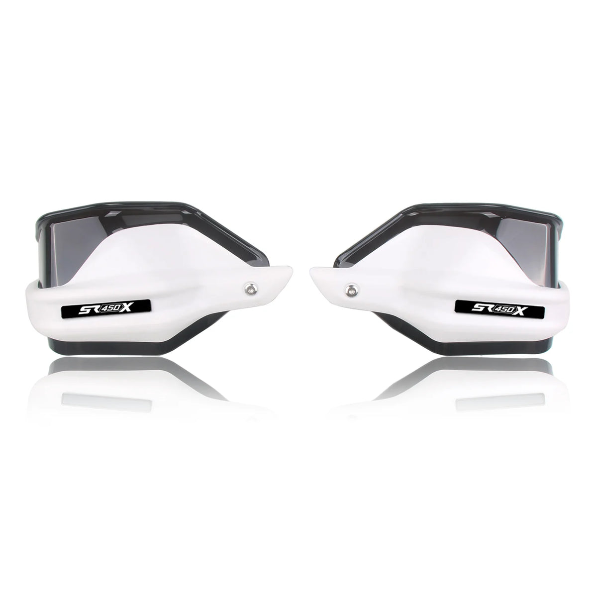 White SR450X handguards with dark smoke shields