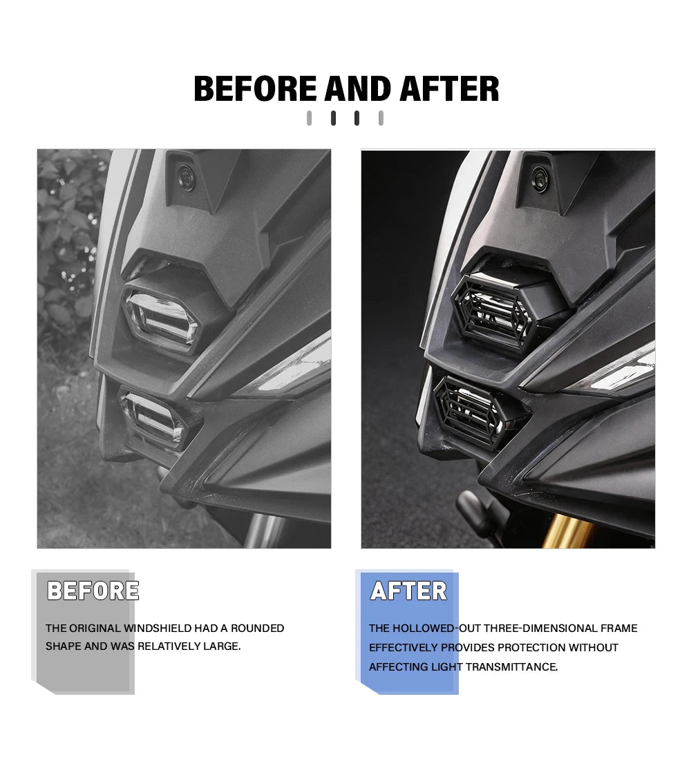 Headlight guard before and after comparison