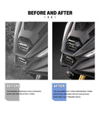 Headlight guard before and after comparison
