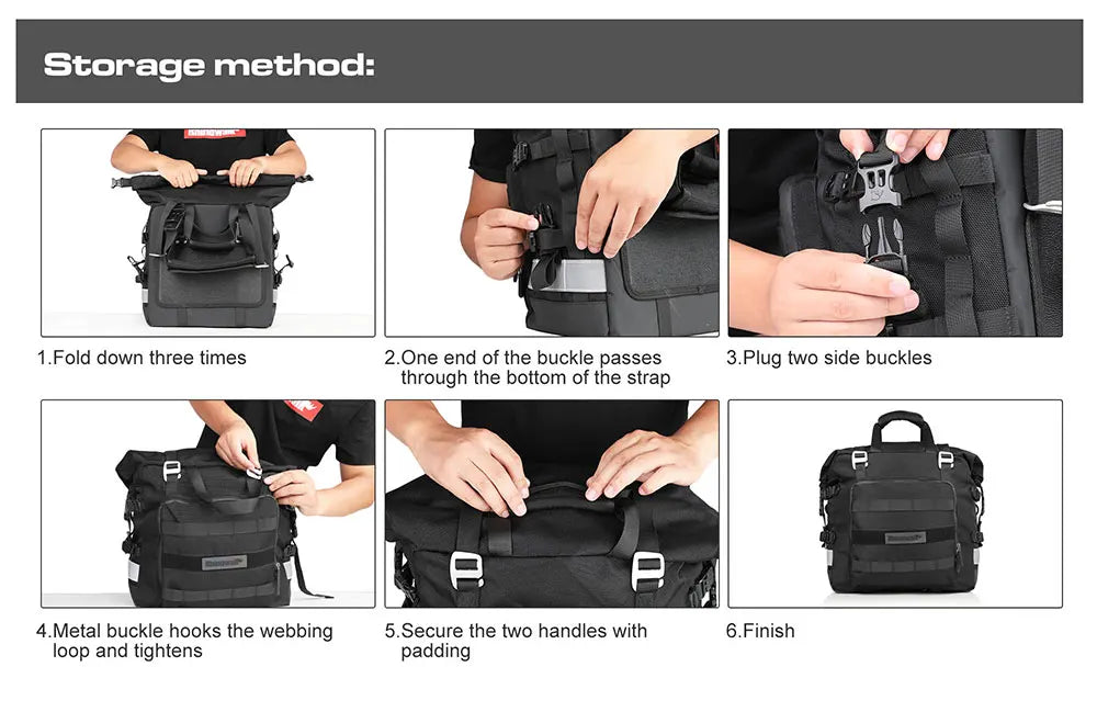 40L Quick Release Motorcycle Saddle Bags with Waterproof Inner Liners Universal