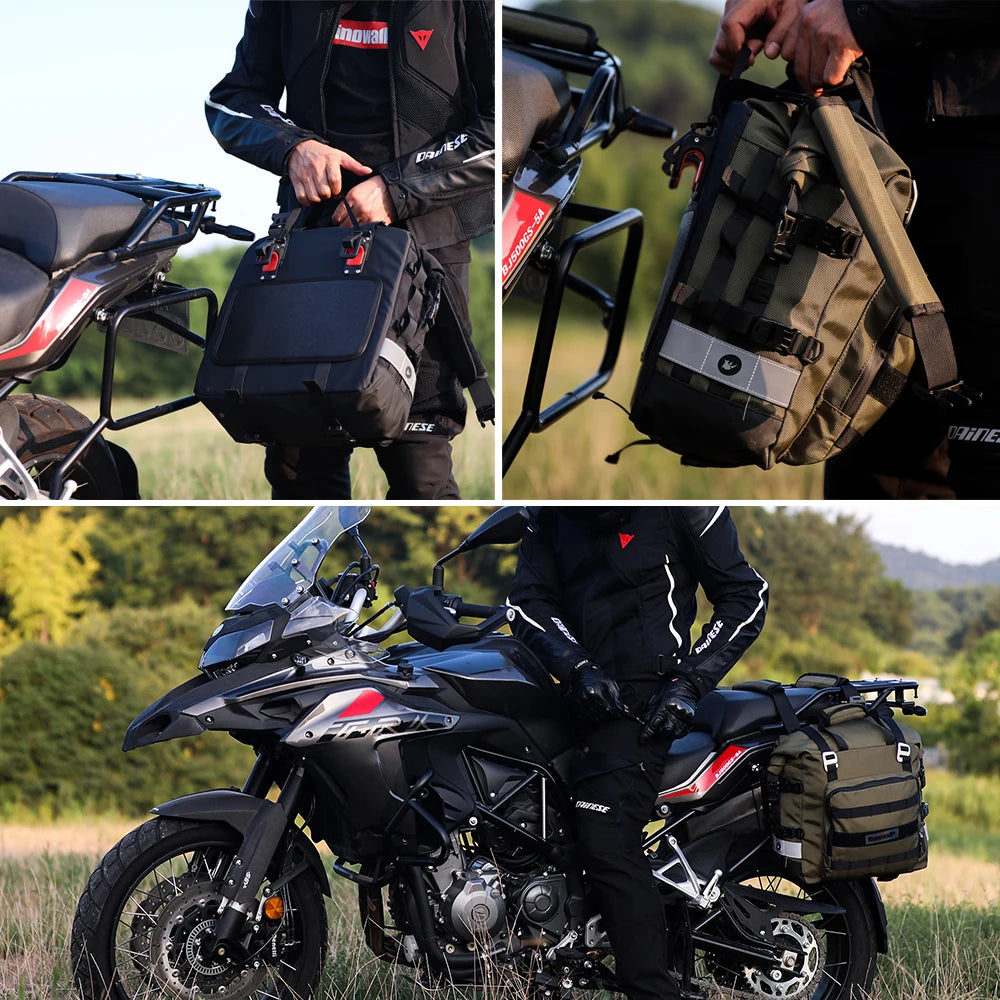 40L Quick Release Motorcycle Saddle Bags with Waterproof Inner Liners Universal
