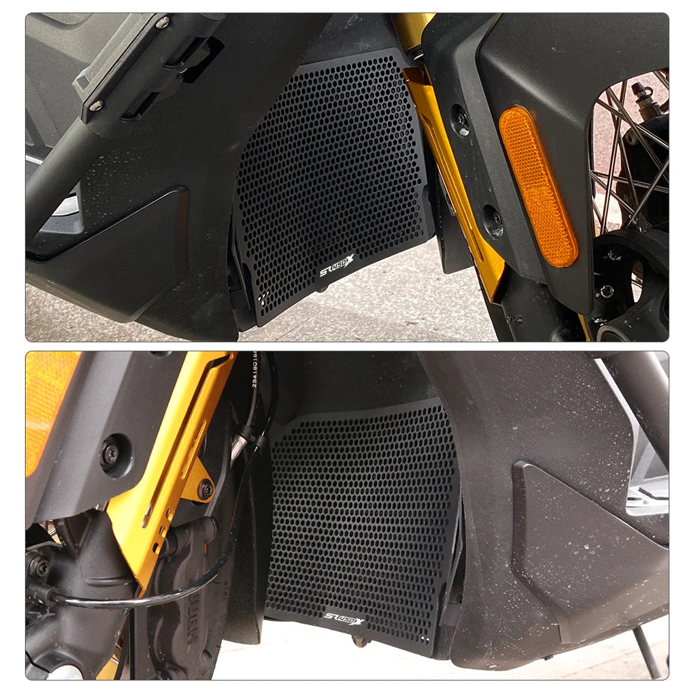 Black radiator guard installed on SR450X