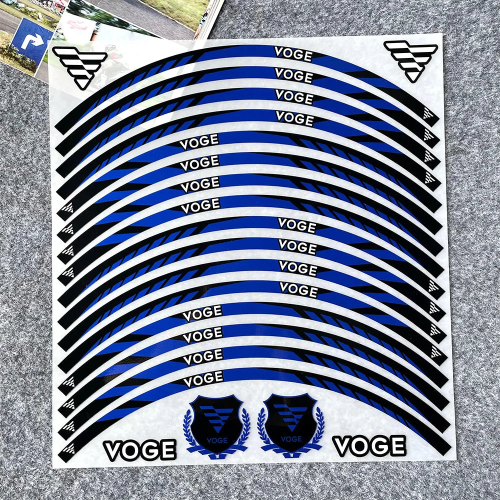 Reflective Wheel Rim Stickers for VOGE Motorcycles – 17” Rim Decal Set (Front & Rear)