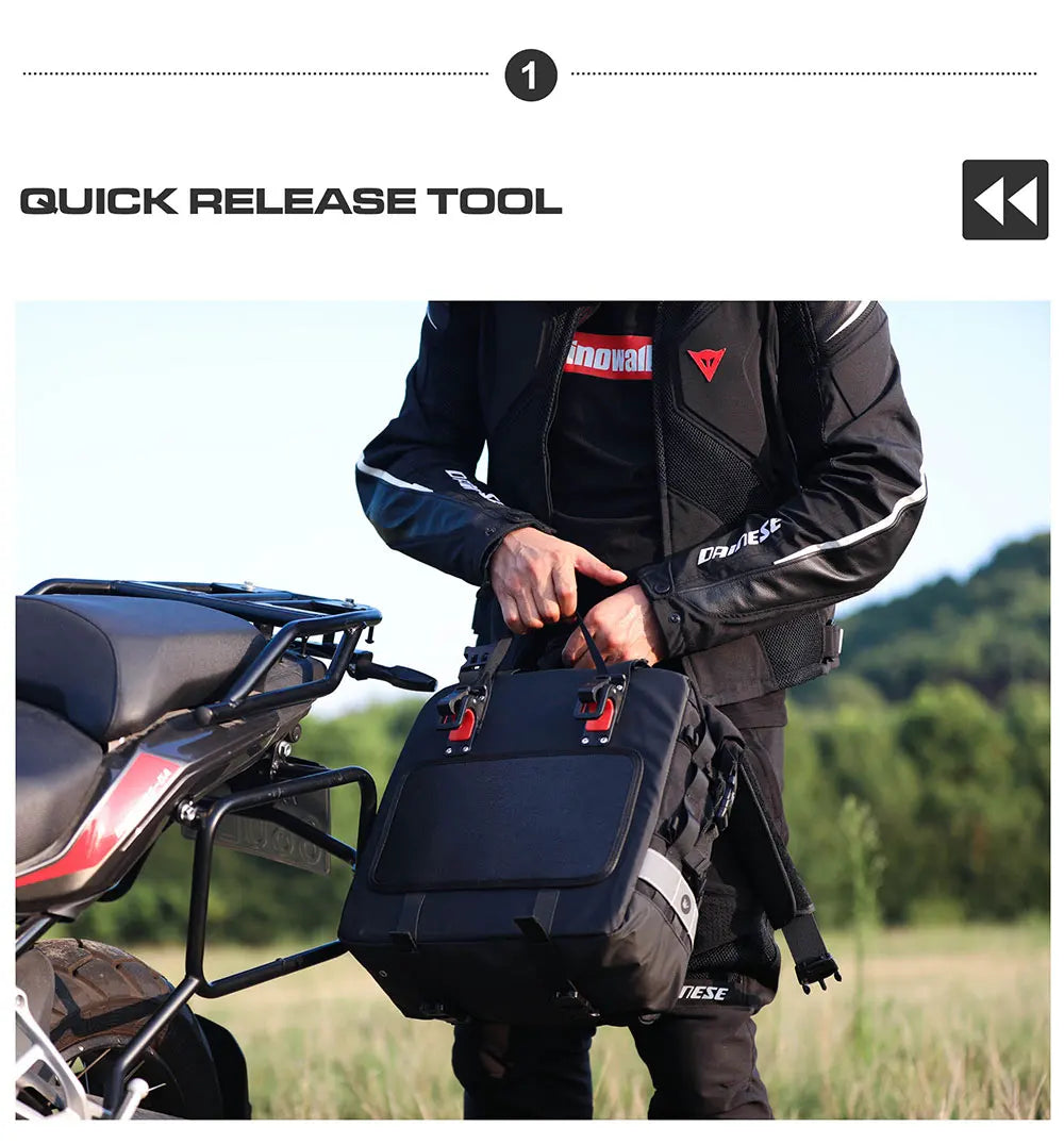40L Quick Release Motorcycle Saddle Bags with Waterproof Inner Liners Universal