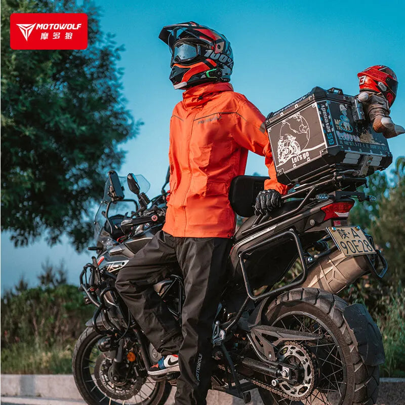 Reflective Waterproof Motorcycle Rain Suit Jacket & Pants
