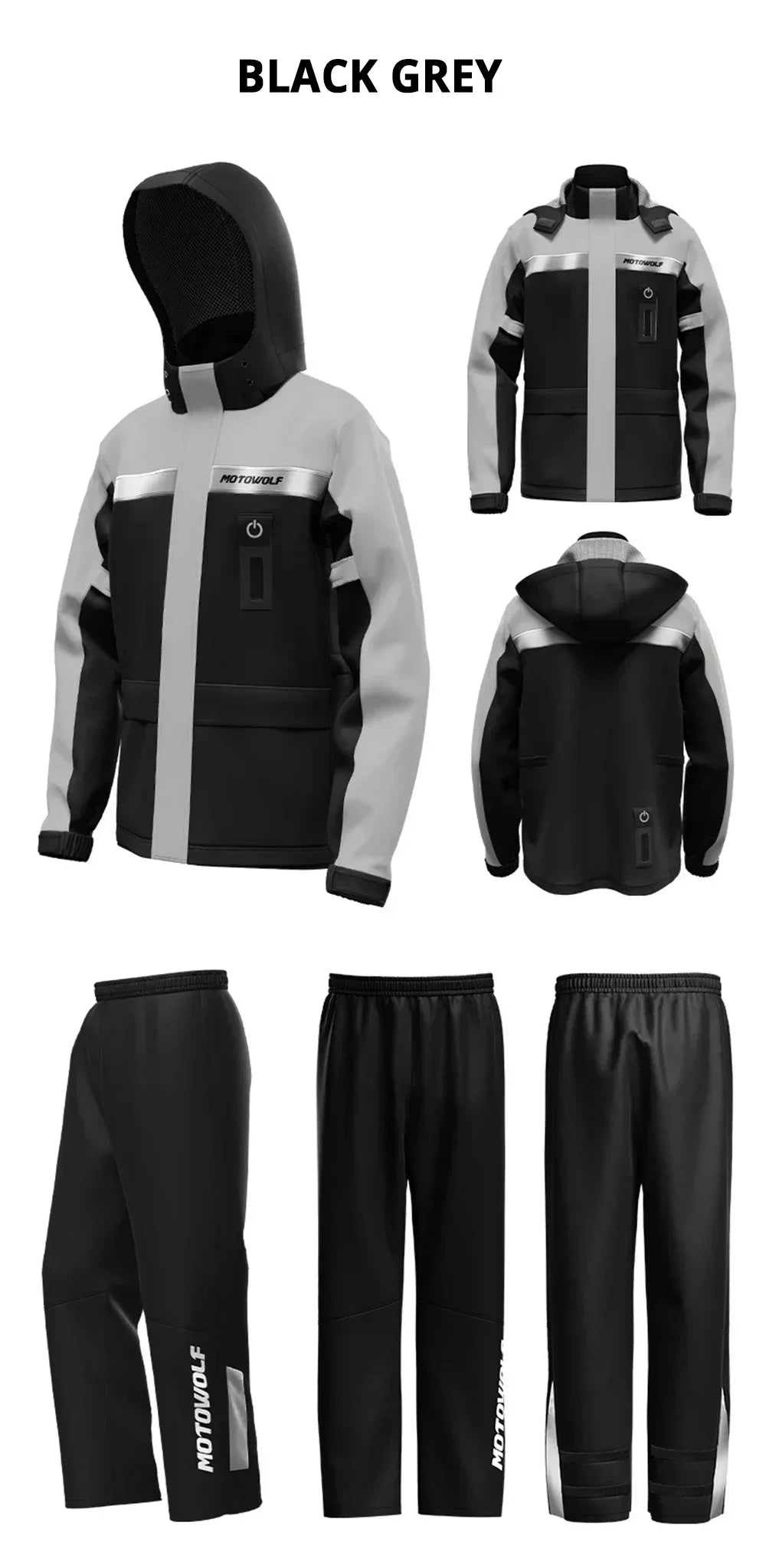 LED Reflective Waterproof Motorcycle Rain Suit Jacket & Pants