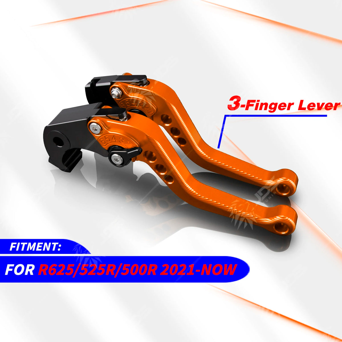 Orange short levers with black adjusters for VOGE R625, 525R, 500R