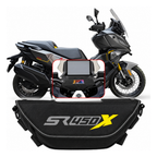 VOGE SR450X with black handlebar bag and yellow SR450X logo