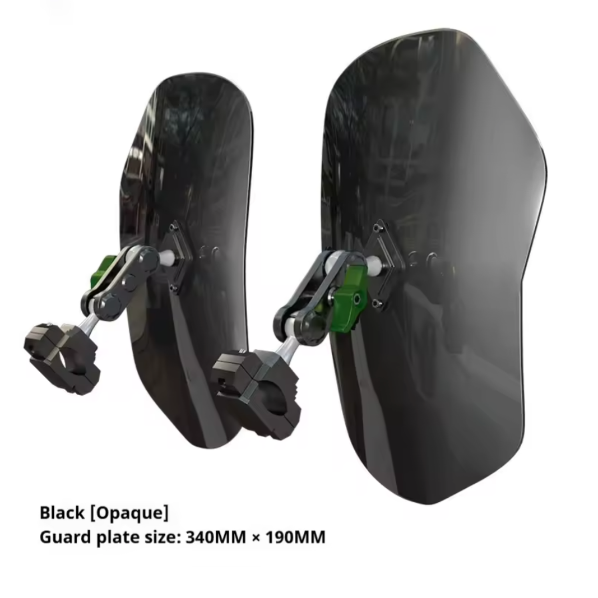 Black opaque knee wind deflectors for VOGE CU525, 340 x 190 mm
